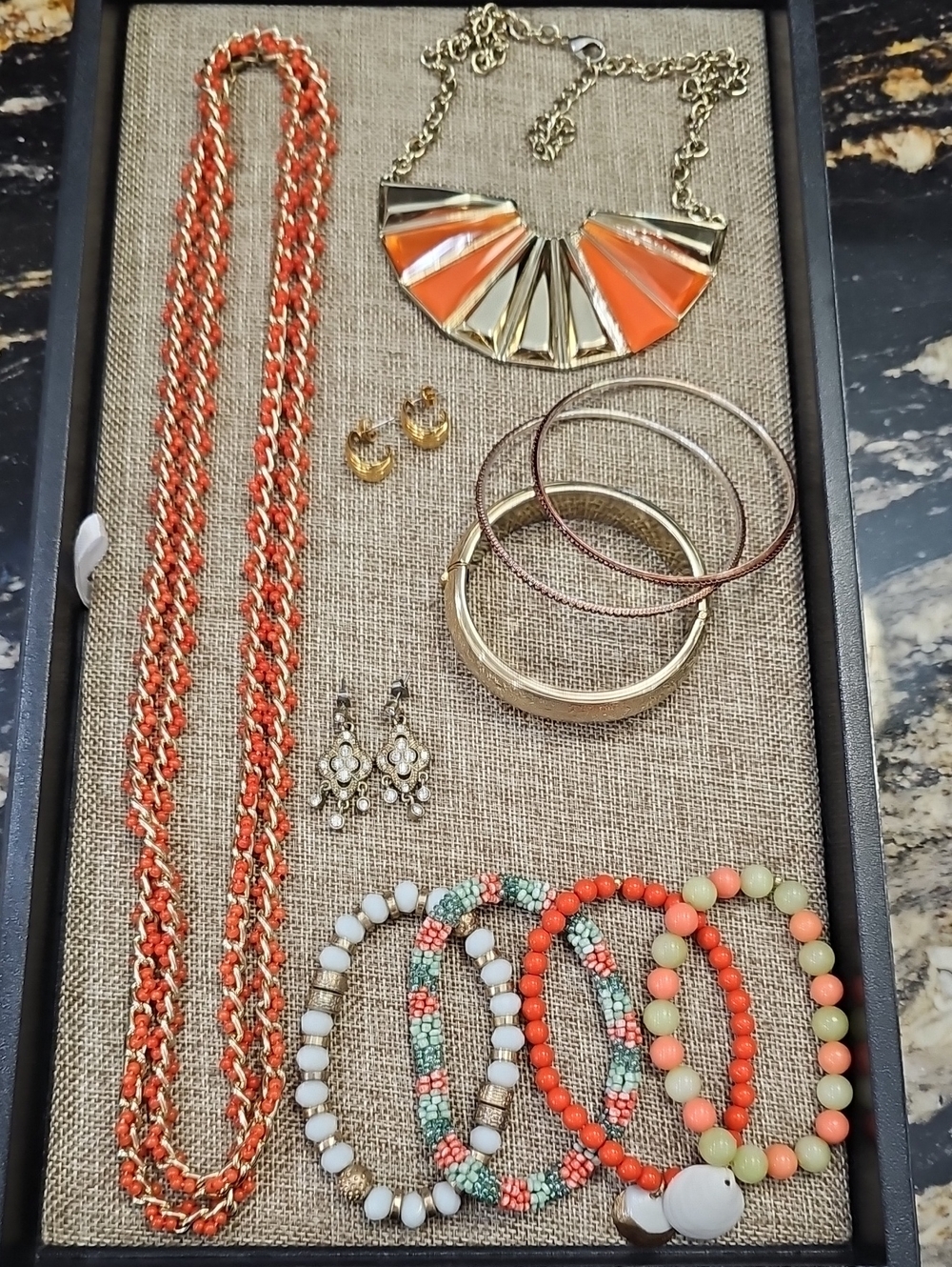Orange and Goldtone 🪸 Jewelry Lot